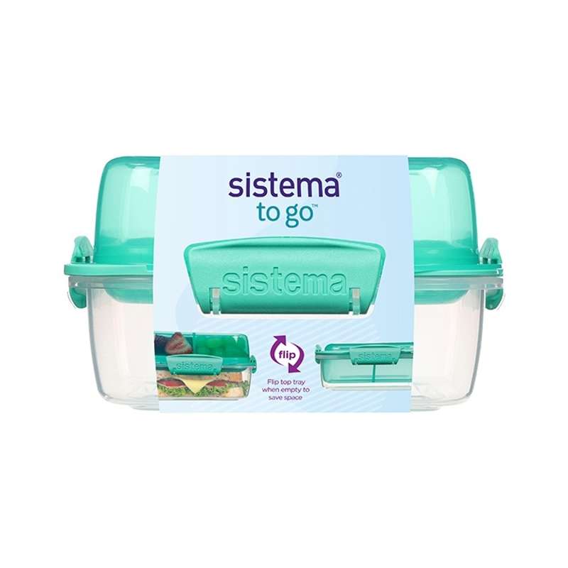 Sistema Madkasse - Lunch Stack To Go Square - 1.24L - Minty Teal