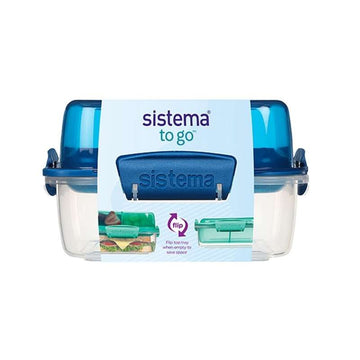 Sistema Madkasse - Lunch Stack To Go Square - 1.24L - Ocean Blue