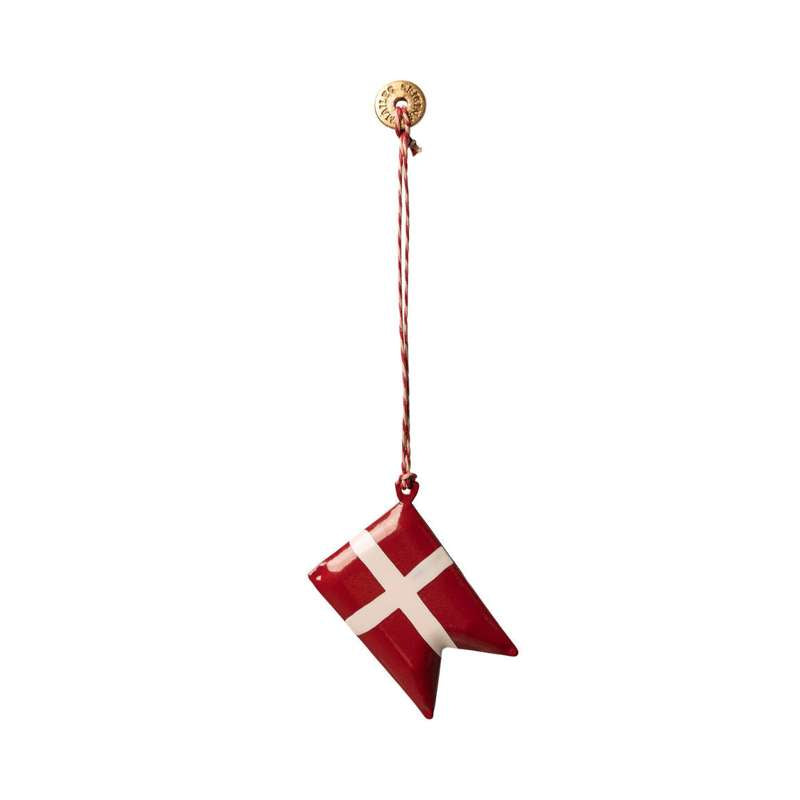 Maileg Juleornament i Metal - Dansk Flag (4 cm.)