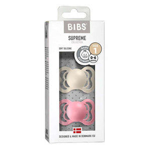 BIBS Supreme Sut - 2-Pak - Str. 1 - Silikone - Ivory/Baby Pink